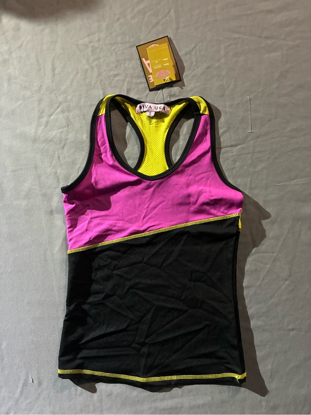 Rivalry Threads Pink, Black & Yellow Racerback Tank